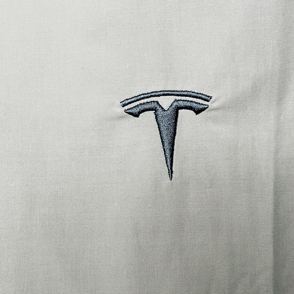TESLA Shirt Mens 3XL Button Up Gray Embroidered Employee Workwear Long Sleeve - Picture 5 of 7